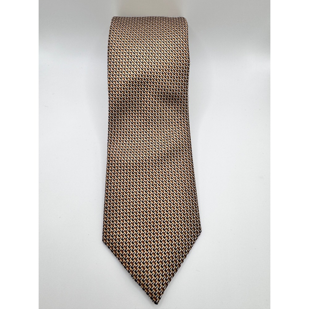 Joseph Abboud Men's Necktie Brown Beige‎ Geometric Silk Career Business